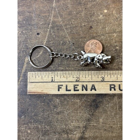 Lucky Pig Lottery Scratcher Silver Toned Keychain Lincoln Penny Boar - Picture 5 of 7